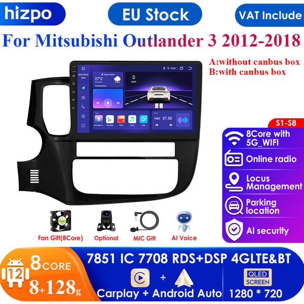 Carplay 4G-LTE 2din Android 12 Car Multimedia Player Radio per Mitsubishi Outlander 3 2012-2018 GPS Video Stereo audio Unità di testa