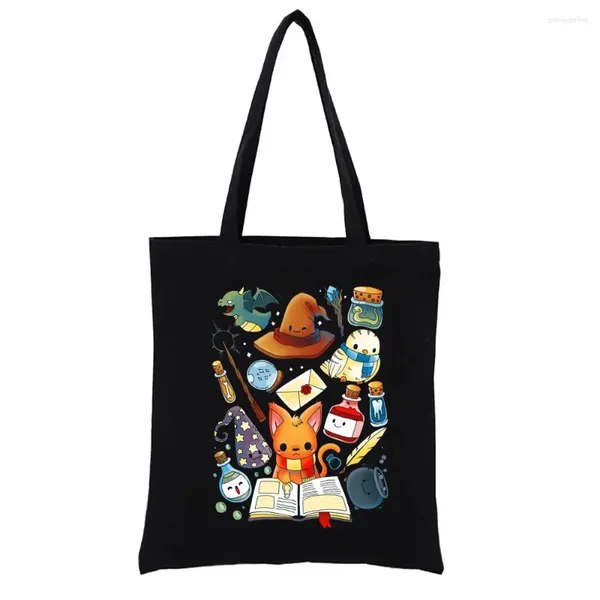 Sacos de compras Wizard Impressão Geek Série Canvas Tote Bag Estética Bolsas Femininas Para Mulheres Moda Engraçado Totebag Eco