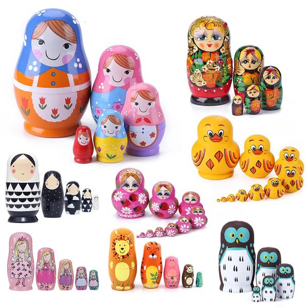 Bambole russe di nidificazione in legno Matrioska Babushka Pittura a mano es Regalo di Natale per bambini Regali per bambini 231229