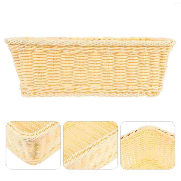 Conjuntos de louça cesta de pão armazenamento de frutas imitação rattan doméstico tecido mesa plástico brinquedo caixas