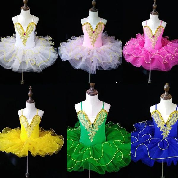 Farben professionelles Ballett-Tutu-Kleid Mädchen Tanzkostüm Kind Performance Ballerinas Kinder Karneval Jazz 231228