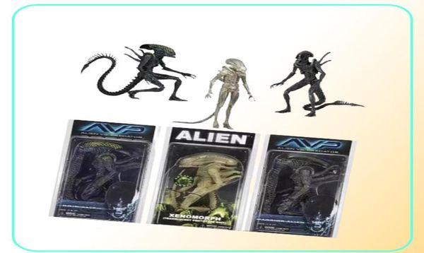 Neca Aliens Vs Predator Avp Series Grid Alien Xenomorph Полупрозрачный костюм-прототип Warrior Alien Фигурка Модель игрушки 18 см Y2009891892