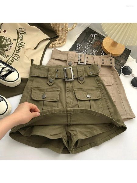 Saias moda coreana y2k streetwear estilo cintura alta mini saia 2023 primavera mulheres grande bolso carga shorts culotte senhora
