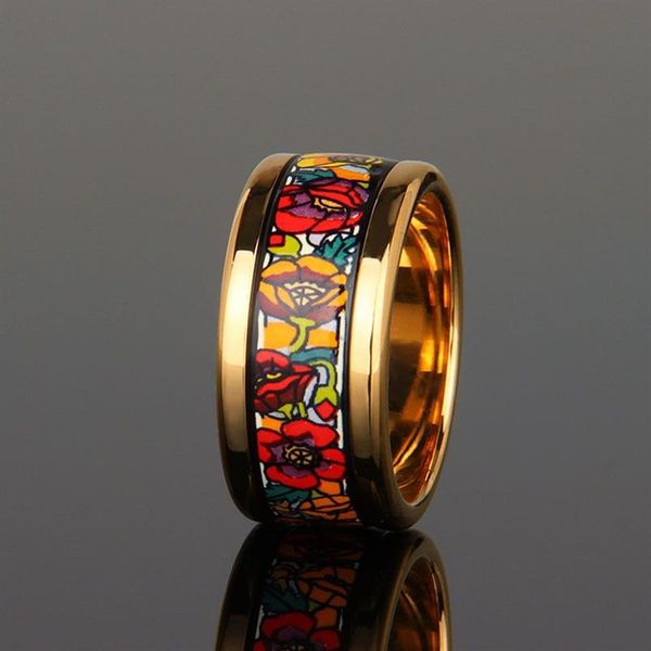 Anéis série monet papoula 18k anéis de esmalte banhados a ouro anel de alta qualidade para mulheres designer de joias presente de dia das mães239c