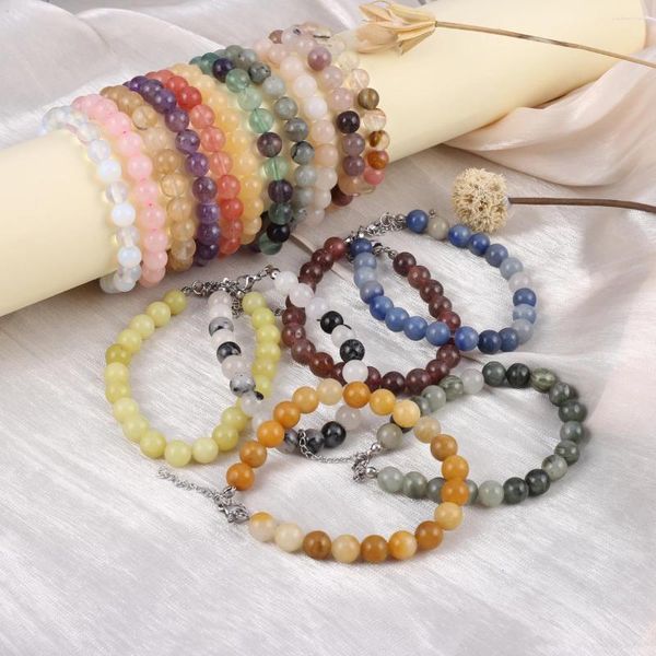 Filo 1 filo Braccialetti in pietra naturale Unakite/Agata Perline String Charms per le donne Ragazze Accessori per gioielli da polso Regali giornalieri per feste