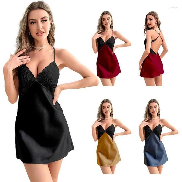 Mulheres Swimwear Pareo para o vestido de praia cobrir pijamas de seda feminino verão lazer sem encosto curto sleep sling saia sólida poliéster