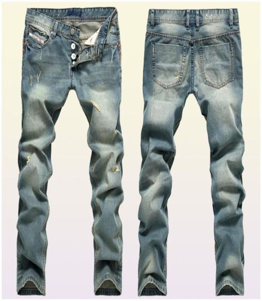 Grosses soldes ! 2018 trou d'homme en jean bleu clair vitesse nostalgique vendre à travers le commerce extérieur pantalon droit cowboy détonation modèle 8097916
