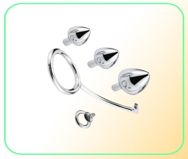 Anal gancho butt plugs Set 5pcs em um metal ganchos de aço inoxidável atraso duplo usa expansão masturbação bloqueio ring1119519