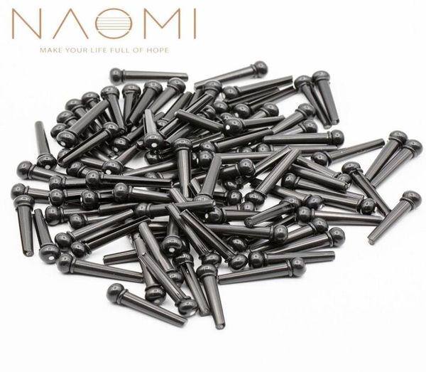 NAOMI 100PCS Pinos de guitarra acústica Acessórios Pinos de ponte de guitarra acústica Acessórios de peças de guitarra preta New1091584