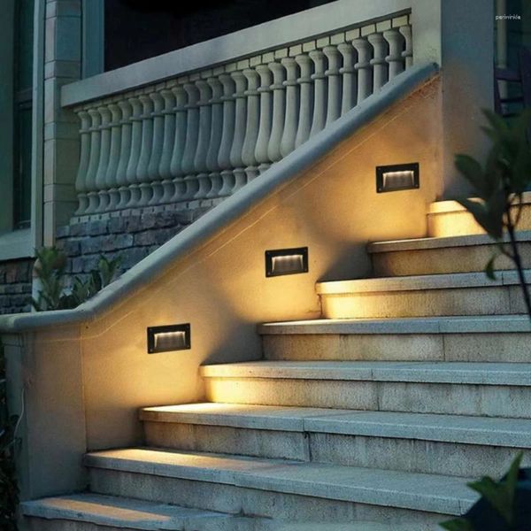 Lampada da parete per esterni impermeabile incorporata footlights cortile parco gradini passerelle luci d'angolo rilevamento scale