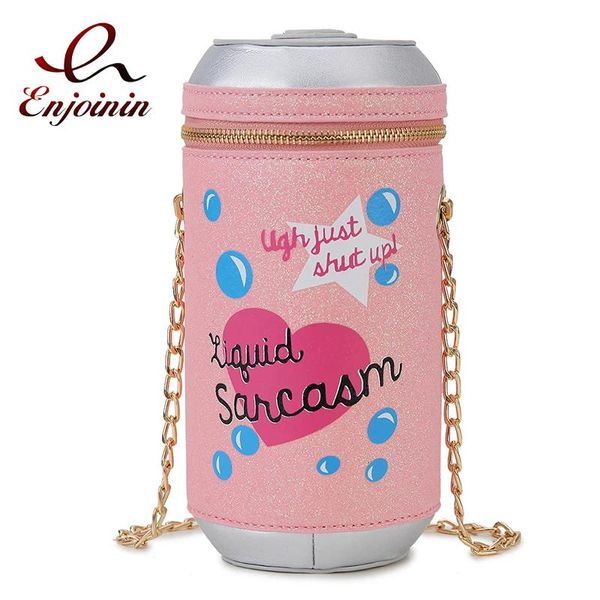 Taschen Pink Soda Shape Chain Umhängetasche für Damen Mode Geldbörsen und Handtaschen Mädchen Umhängetasche Cartoon Novel Handtasche Casual Clutch