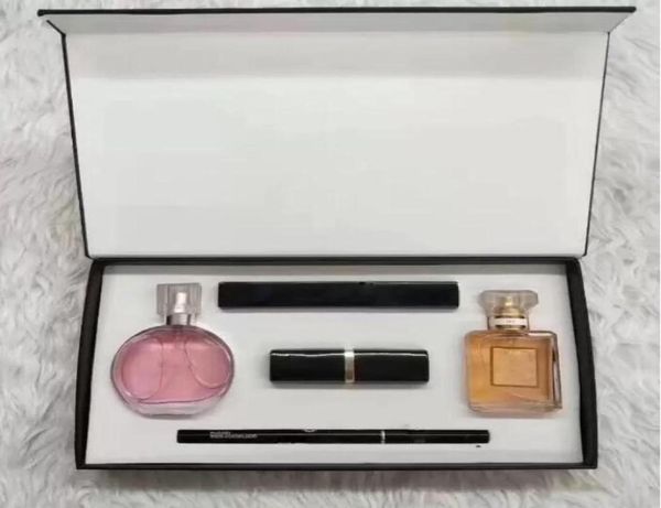 Top 5 em 1 conjunto de presente de maquiagem perfume cosméticos coleção rímel delineador batom parfum kit2559845