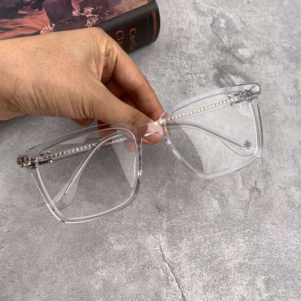 Designer Ch óculos cruzados quadro de óculos de sol cromamente para homens homens antigos masculino super transparente Proteção ocular de vidro plano Coração de alta qualidade óculos 938