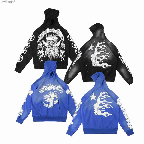 Designer-Hoodie Hellstar Hoodies Vintage Aged Wash Sweatshirts Portrait High Street Tide Hip Hop verdickte Athleisure handbemalte Pullover Hoodys U62J