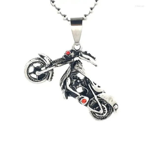 Colares com pingente Red Eye Motor de motocicleta personalidade joias masculinas