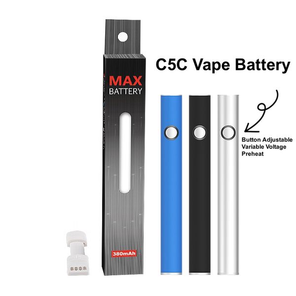 Botão de pré-aquecimento da bateria Ajustável 350mAh Tensão Variável Vape Bateria 510 Cartuchos de Linha Pré-aqueça Vaporizador E Cigarros Pen Grosso Óleo Atomizador 510 Bateria