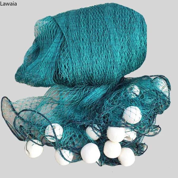 Lawaia Grünes Multifilament-Schleppnetz mit Eisensinker, Schaumstoffschwimmer, Fischschleppnetz, Zugnetz, 5 m, 10 m, 15 m, Geländernetz 231229