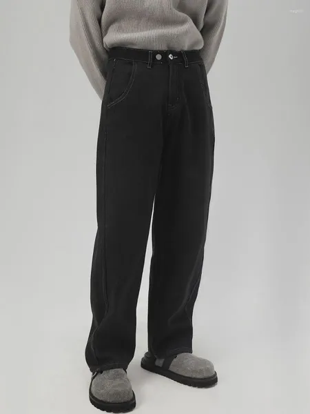 Erkekler Kot 2024 Kış Gevşek Peluş sıcak moda trend yüksek kaliteli rahat pantolon siyah/pembe renk pantolon m-2xl