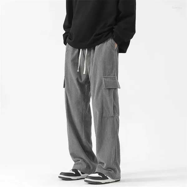 Pantaloni da uomo Pantaloni da jogging da uomo grigi Casual Cargo Y2k Coulisse Vita elastica Allenamento Pantaloni sportivi larghi affusolati con tasche