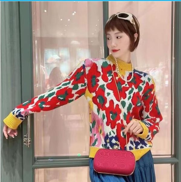 Nuovissimo lusso da donna maniche lunghe girocollo maglioni caldi lavorati a maglia Designer spning autunno pieno di lettera G stile fiori astratti maglione giacca maglione per donna