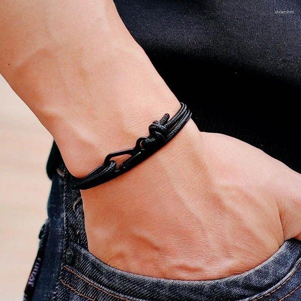 Charm Bilezikler Paracord Bilezik Erkekler El Yapımı Macrame Braslet Ayarlanabilir Açık Kamp Takı Hediyesi Joias onun için Halat Braclet