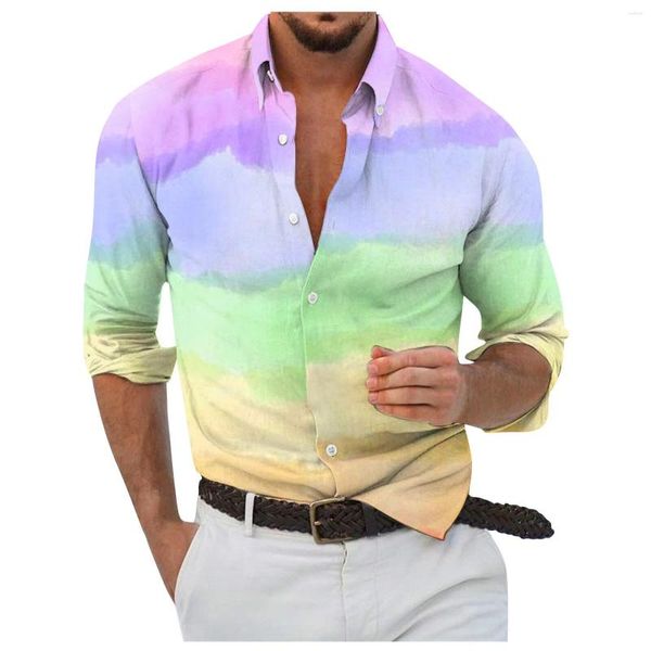 Camisas casuais masculinas designer primavera verão impressão 3d havaí camisa blusa moda manga longa camisas y blusas