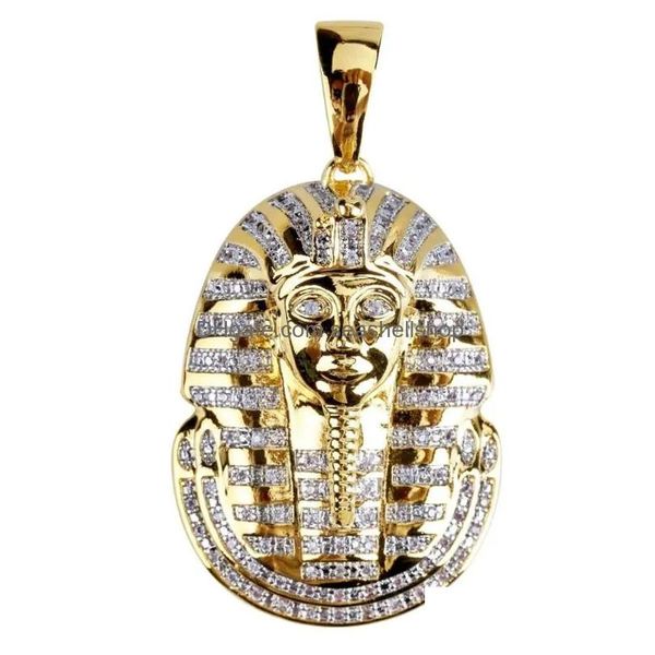 Colares Pingente de Alta Qualidade Hip Hop Iced Out Faraó Egípcio Gold Sier Cor Long Link Chains para Homens Jóias4231888 Drop Entregar Dhhcx