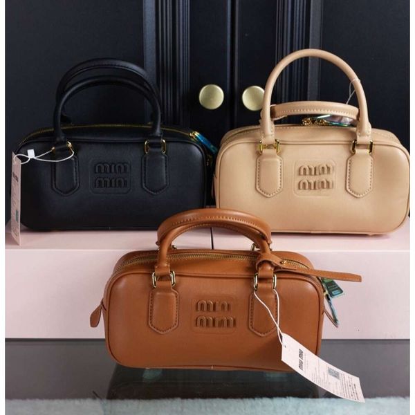 дизайнерская брендовая сумка для боулинга женская кожаная черная, бежевая, коричневая большая сумка изысканная сумка 23 см в комплекте с маленькими куклами и коробочками