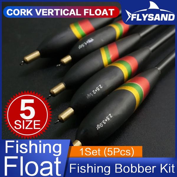 Flysand kit bobber de pesca durável alta sensibilidade balsa flutua madeira multiuso iscas alimentação peixe enfrentar 5 tamanhos conjunto 231229