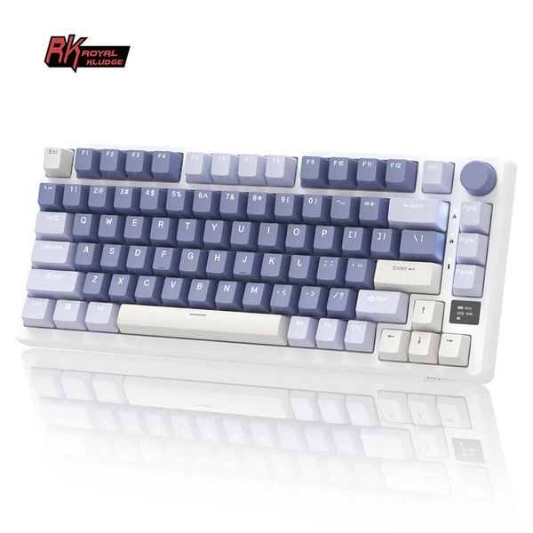 RK ROYAL KLUDGE M75 Dichtung, mechanische Tastatur, 24 G, kabellos, Bluetooth, USB, 75 % RGB, austauschbares Gaming mit Display 231228