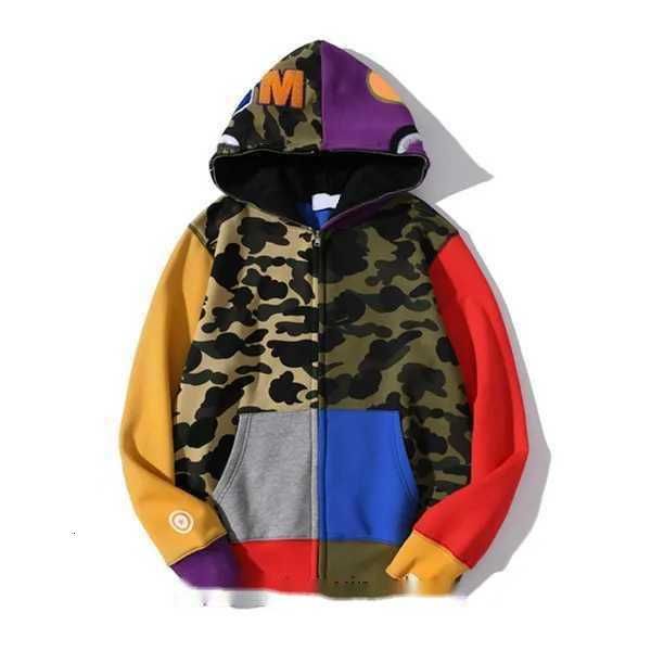 Bapes Hoodie Mens Hoodies Design Vermelho Amarelo Azul Splicing Fleece Sweater Plus Size 3XL Zipper Amantes Moletons Designer Stussys 4 9UN6