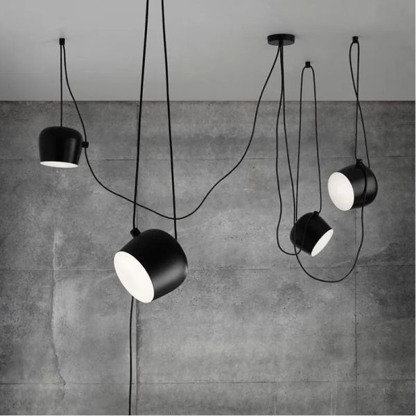 Modern Yaratıcı Moda DIY AIM AIM LAMP İç Mekan Aydınlatma Akrilik Kapak Beyaz Siyah Demir Gölge Kolye Işık Kafe Süspansiyon Lam Luminaire LL