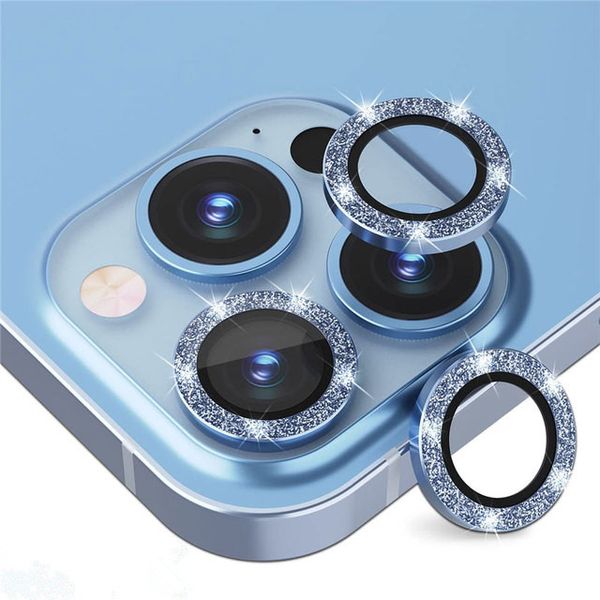 Bling kamera lens koruyucusu iPhone 11-15 Serials 9H sertlik çizik geçirmez metal bireysel elmas yüzük koruyucu film şık aksesuarları ile uyumlu