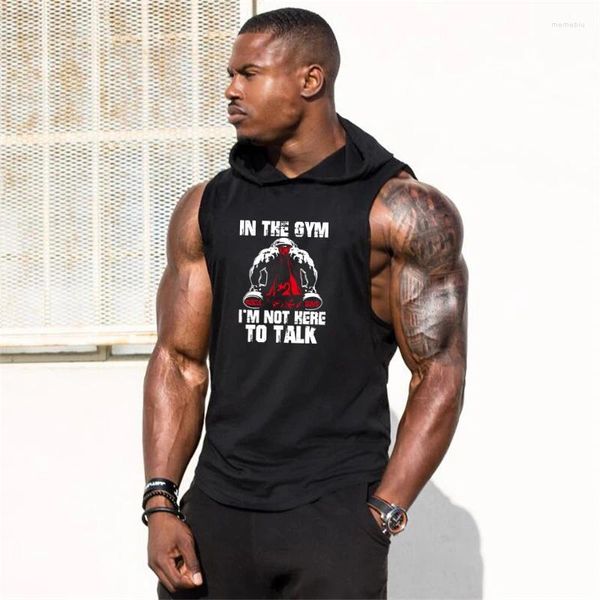 Tops cereno da uomo palestre abbigliamento bodybuilding stringer top con cappuccio da cappuccio da uomo cotone muscolare camicia senza maniche fitness uomo con cappuccio