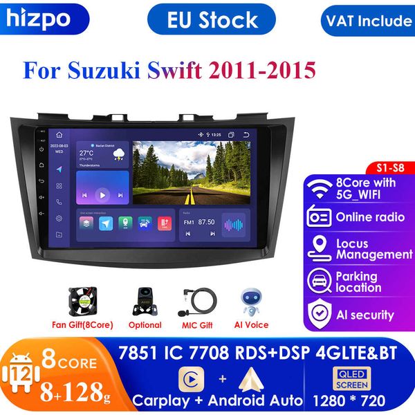 8G + 128G Android 12 стерео для Suzuki Swift 4 2011-2015 автомобильное радио GPS-навигация WIFI RDS DSP мультимедийный плеер 2din