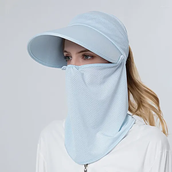 Berretti Cappello per protezione solare per donna Maschera estiva Filato di cotone Ciclismo Bici elettrica Parasole per esterno Cappelli da sole per pesca