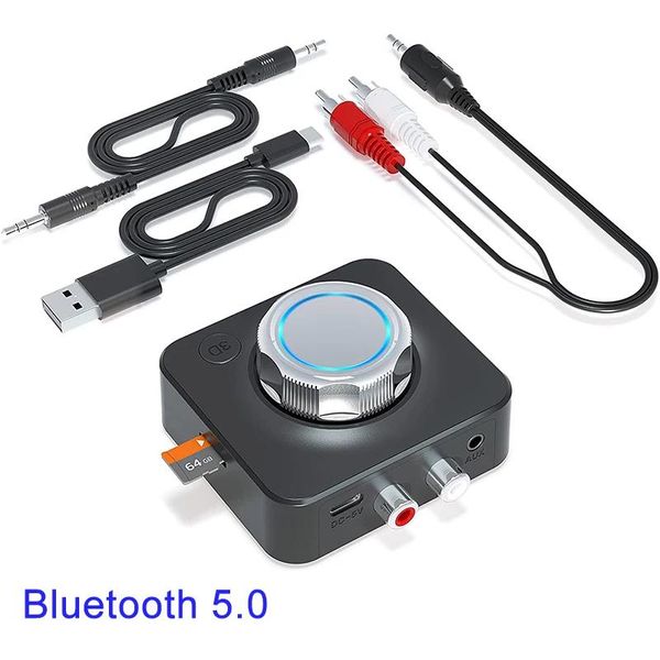 Conectores bluetooth 5.0 receptor transmissor fm estéreo aux 3.5mm jack rca adaptador de áudio sem fio óptico para tv pc fone de ouvido
