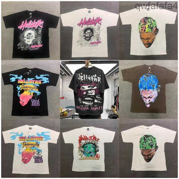 Homens camisetas Hellstar algodão t-shirt moda preto homens mulheres designer roupas desenhos animados gráfico punk rock tops verão high street streetwear j230807 nqj9