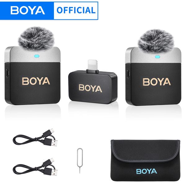 Boya microfone condensador de lapela sem fio bym1v para iphone android smartphone câmera pc transmissão de jogos vlog 231228