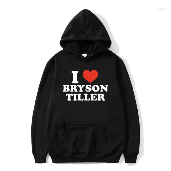 Hoodies dos homens Eu amo Bryson Tiller Gráfico Hoodie Homens Mulheres Hip Hop Rap Oversized Tracksuit Masculino Fleece Algodão Com Capuz Moda Streetwear