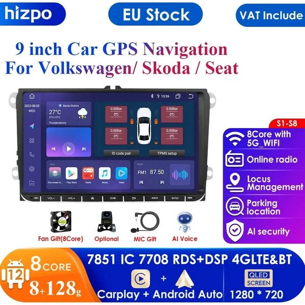 Android 12 Autoradio Multimedia-Player für Vw // Golf/Passat/B7/B6/Skoda/Seat/Octavia/Polo/Tiguan Navigation GPS 2din 4G