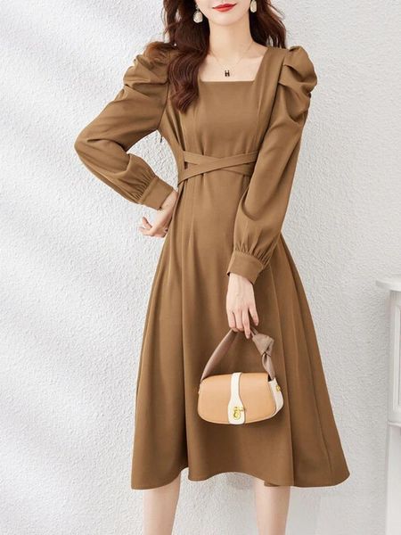 Vestidos casuais vestido de verão mulheres 2023 em elegância vintage slash pescoço roupas oversize moda coreana solta tornozelo-comprimento