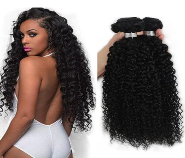 Необработанные индийские монгольские перуанские бразильские волосы Kinky Curly Weave 4 PCS LOT Необработанные человеческие волосы Малайзийские пучки волос Kinky Curly2968932