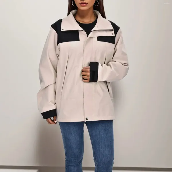 Kadın Ceketleri Unisex Sonbahar/Kış Modaya Gizli Softshell Tek Katmanlı Dağ Temalı Çift Rüzgar Geçirmez Dış Mekan Seyahat Rüzgar Hileleri Ceket