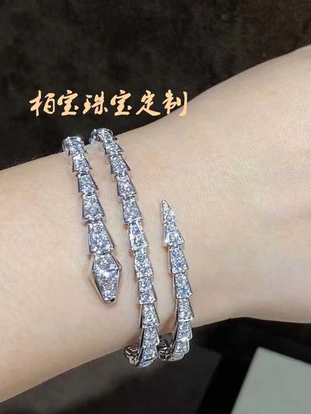 Bulgarije Carer Originele Luxe Designer Armband 18k Platina Rose Goud Slangvorm Volledige Diamant met Bot Diamant Volledige Sky Star Drie Cirkel Paar