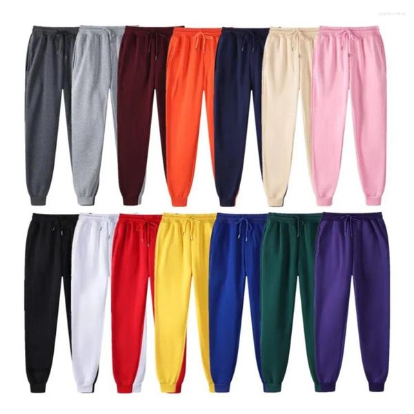 Calças masculinas 14 outono inverno casual homens mulheres cor sólida veludo sweatpants cordão jogging bezerro fitness exercício correndo