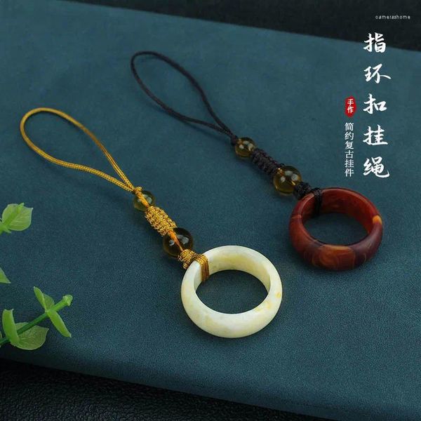 Chaveiros estilo chinês anel cordão chaveiro cera de abelha celular antiderrapante corrente