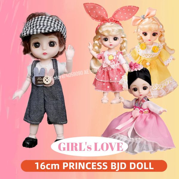 Bambola BJD Lolita da 16 cm con vestiti e scarpe 1/12 articolazioni mobili Principessa carina viso dolce Action Figure regalo bambino ragazza giocattolo 231228