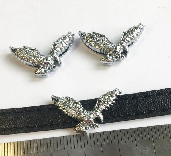 10 PCS 8 MM Liga Eagle Slide Charms Beads Fit Pulseiras Pet Collar Nome Cintos