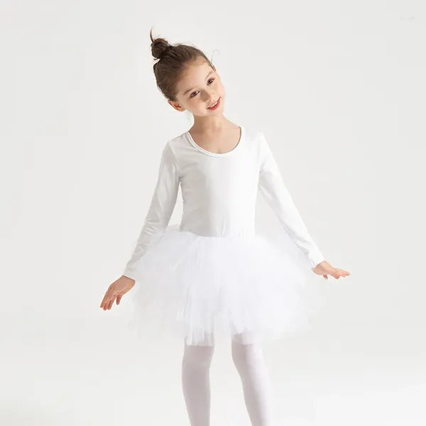 Vestidos da menina crianças ballet tutu vestido moda mangas compridas meninas festa dança desempenho para 2-8 anos crianças